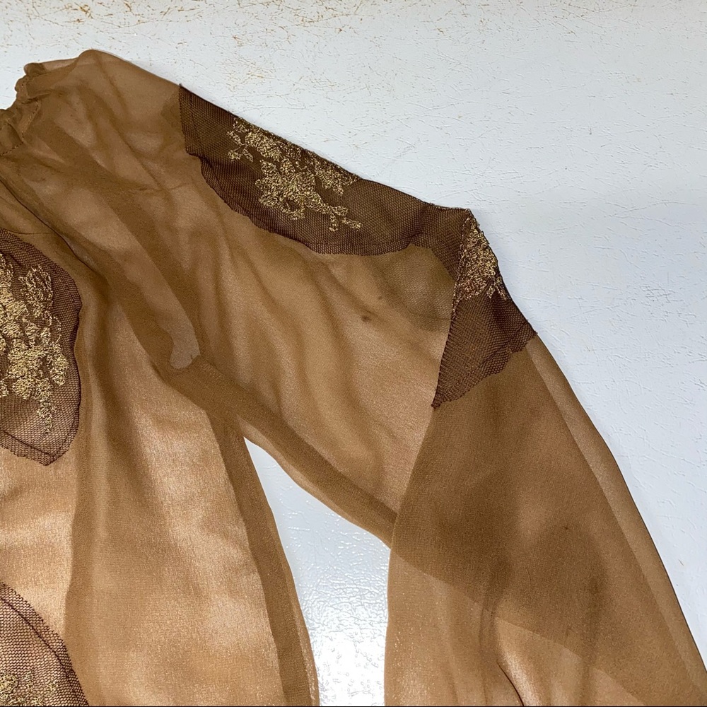 🌟4 for $10 SALE🌟  Women’s Metro 7 Sheer Brown Shirt - Picture 15 of 16